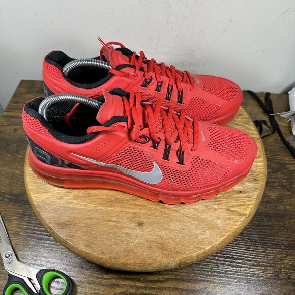 Nike Air Max 2013 Shoes Mens Size 10.5 Red Silver Running Sneakers 554886-600
